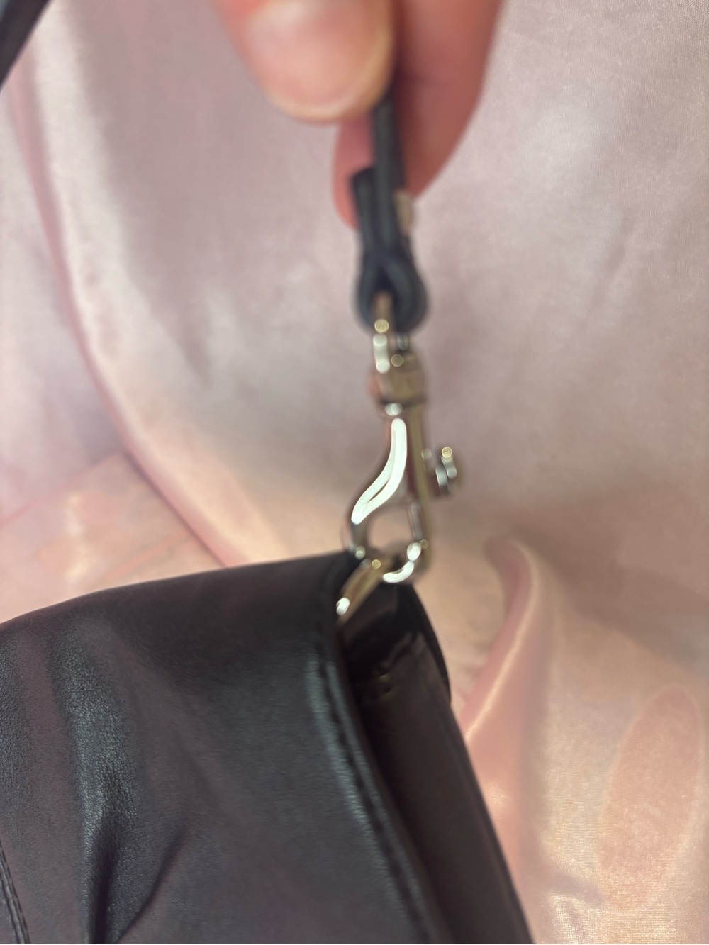Coach Black Leather Mini Baguette Shoulder Bag with Silver Logo - Picture 6 of 7